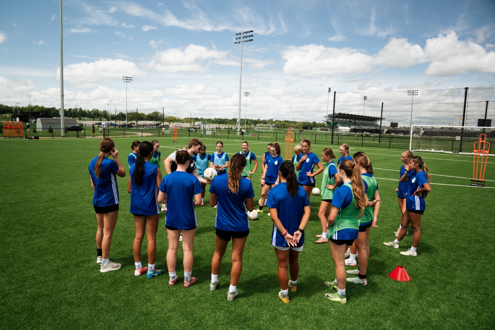 Players gathered for a training session on the field